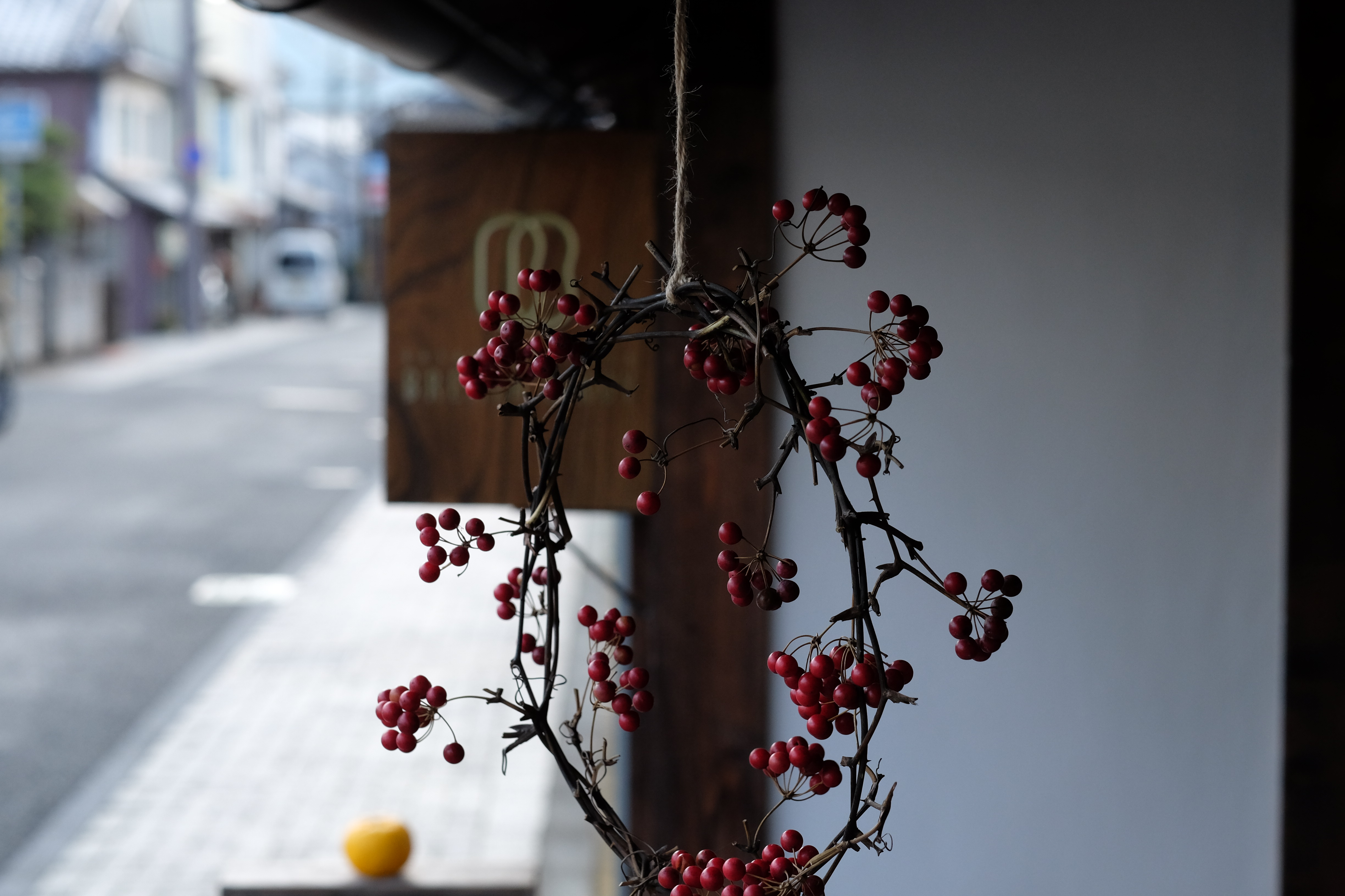 紅色の木の実と柚子